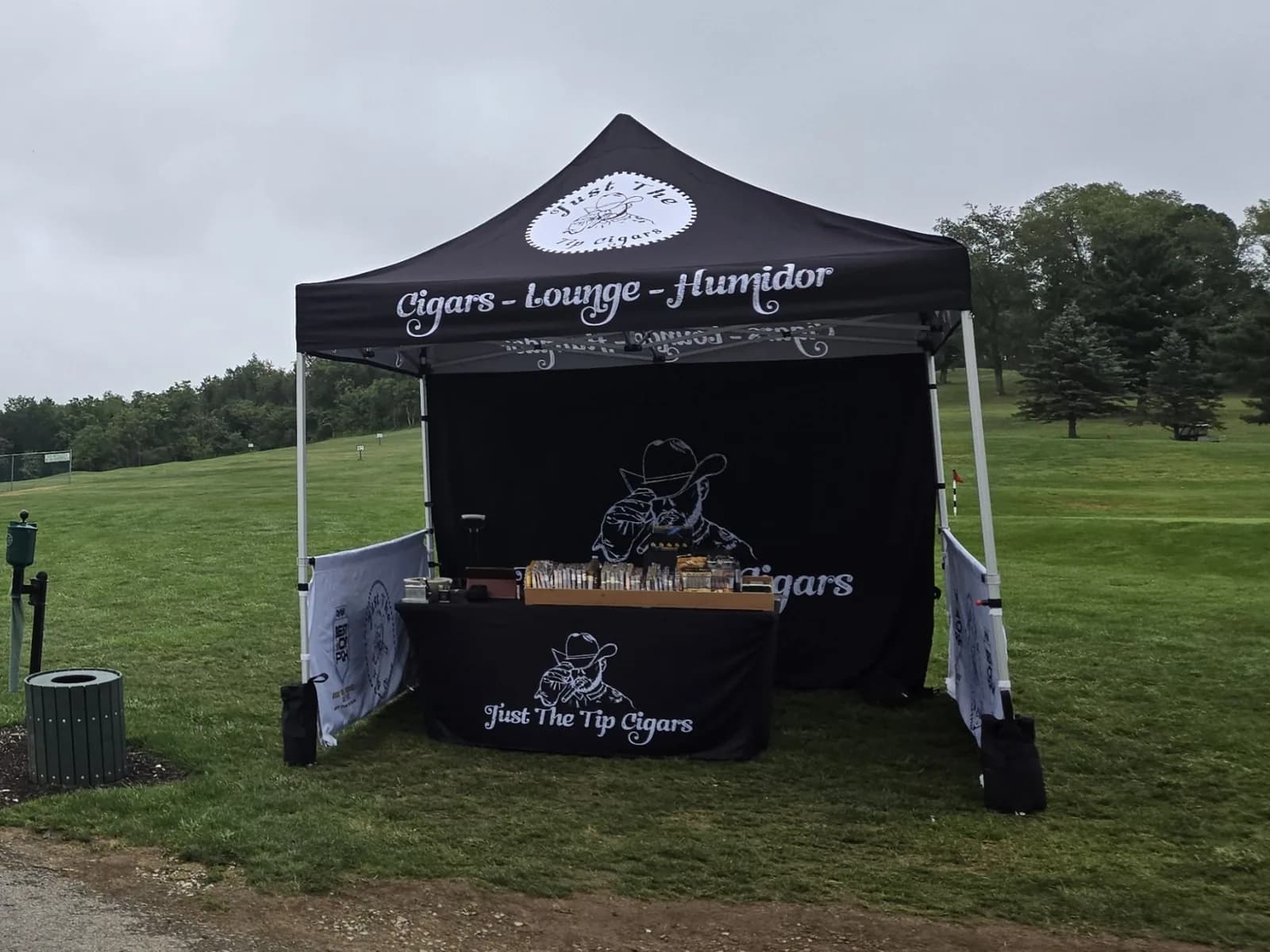 Cigar bar tent at the turn on a golf course