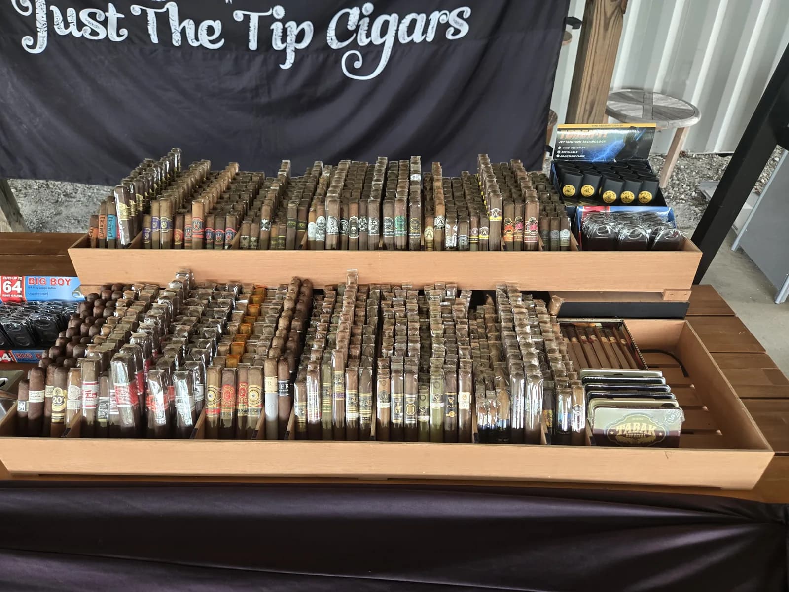 The travel humidor, stocked for the crowd