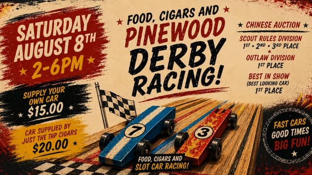Food, Cigars & Pinewood Derby Racing
